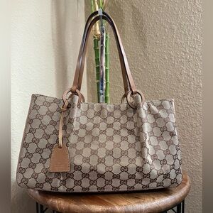 GUCCI BEIGE AND BROWN MONOGRAM TOTE